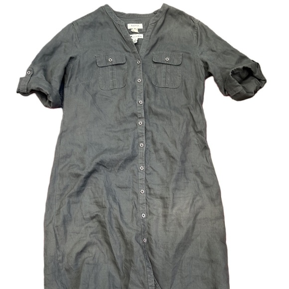 malvin Dresses & Skirts - Women’s Made in Germany Linen Gray Button-Down Dress Size Small US 6